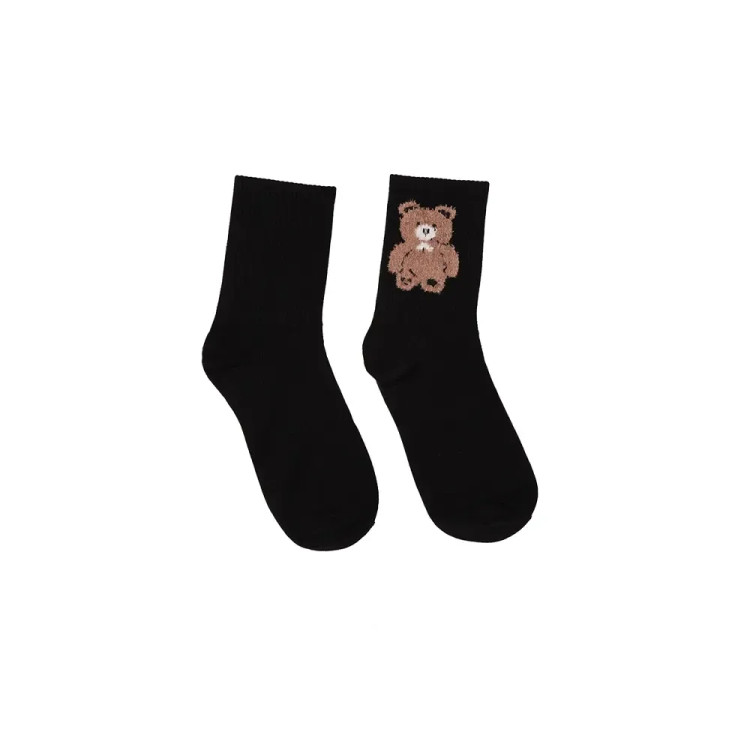 جوراب نیم ساق طرحدار pw و تدی بوکله نخی فری سایز زنانه