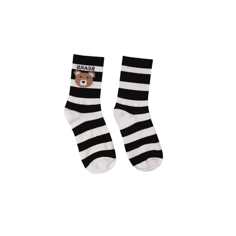 جوراب نیم ساق طرحدار pw و تدی بوکله نخی فری سایز زنانه