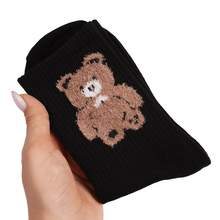 جوراب نیم ساق طرحدار pw و تدی بوکله نخی فری سایز زنانه