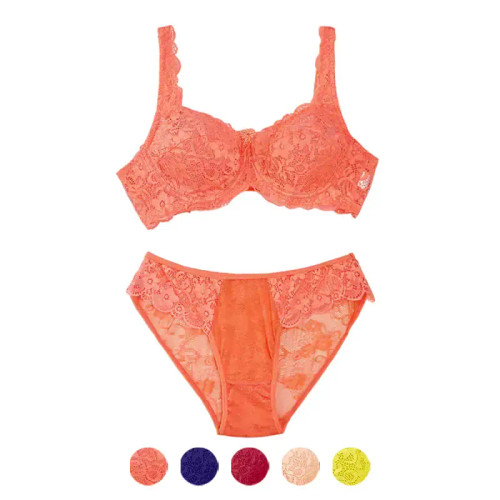 ست شورت و سوتین دانتل فنردار شاخکدار شارمین سایزبندی کامل کاپ B