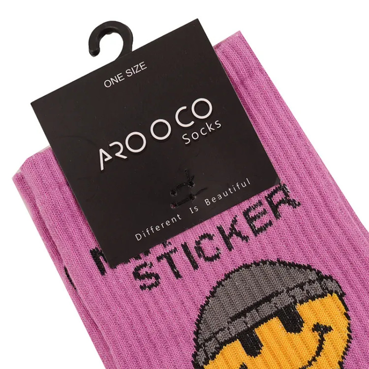 جوراب ساقدار طرح لبخند آدمک نخی فری سایز زنانه