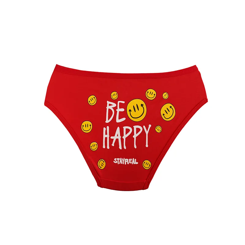 شورت زنانه اسلیپ نخی پشت چاپ ایموجی لبخند برند سیتاسایز XL