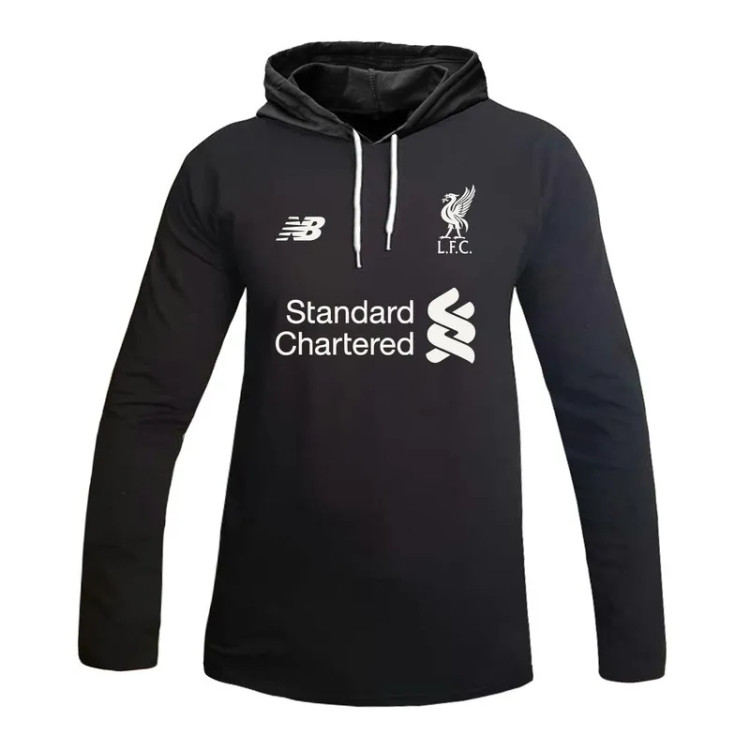 تیشرت آستین بلند کلاه دار طرح لیورپول مدل t4613 مشکی نخ اعلا سایز L XL 2XL