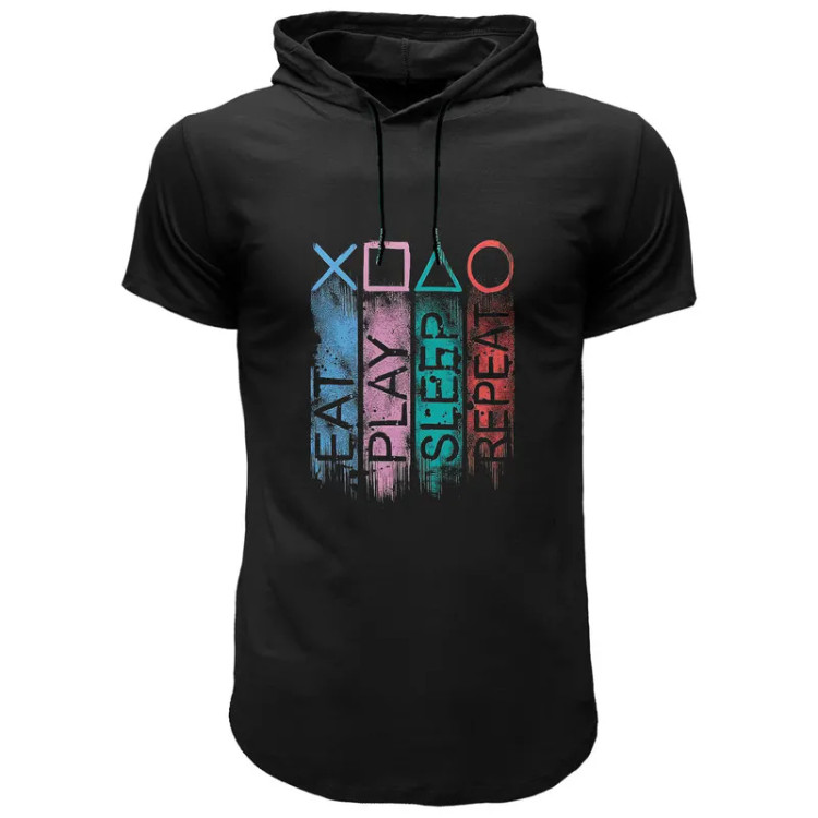 تی شرت کلاه دار مردانه نخ آستین کوتاه اسپرت روزمره regular fit