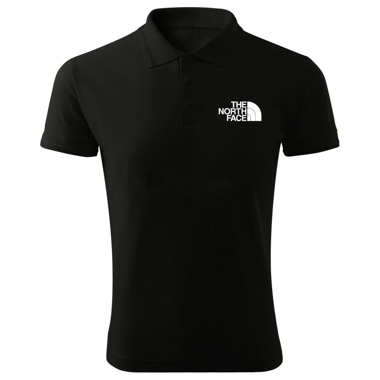 پولوشرت مردانه مشکی آستین کوتاه طرح the north کد p0897 جنس جودون سایز L XL 2XL