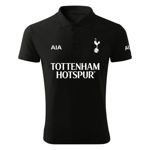 پولوشرت مردانه مشکی طرح تاتنهام یقه دکمه دار جنس جودون سایز L XL 2XL