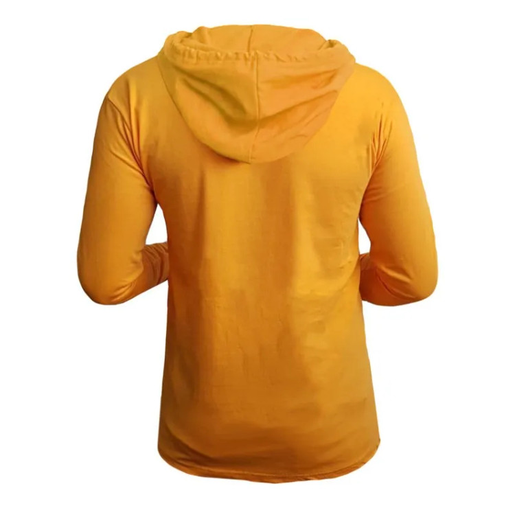 تیشرت آستین بلند مردانه طرح ادیداس کلاه دار مدل R4779 جنس نخ اعلا زرد مشکی