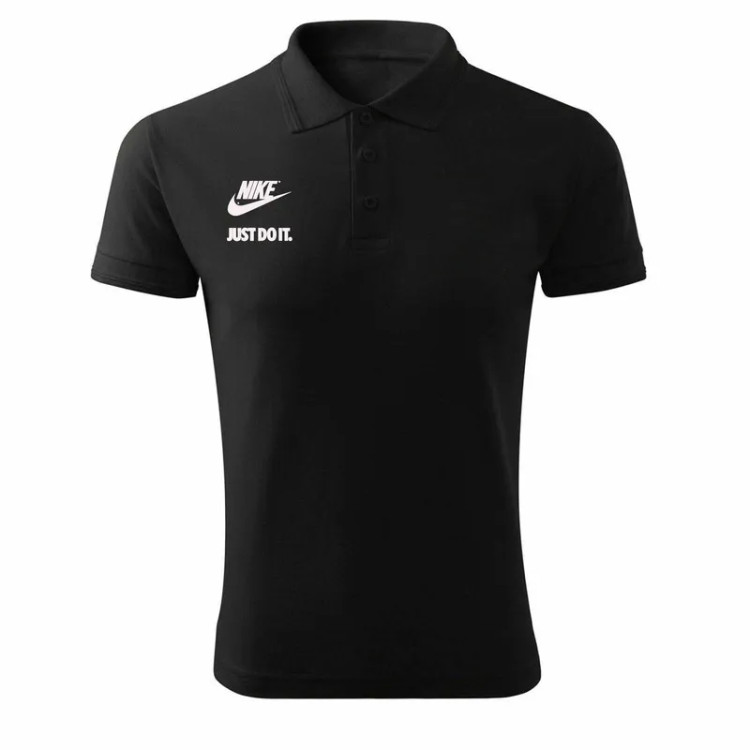 پولوشرت مردانه جوودون مشکی آستین کوتاه طرح Just Do It مدل E3878