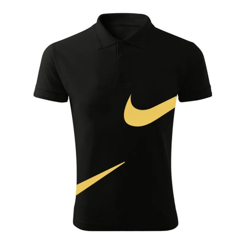 پولوشرت مردانه مشکی طرح Big Nike یقه دکمه دار آستین کوتاه جنس جودون سایز L XL 2XL