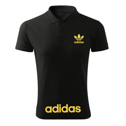 پولوشرت مردانه مشکی آستین کوتاه طرح آدیداس مدل K6577 جنس جودون سایز L XL 2XL