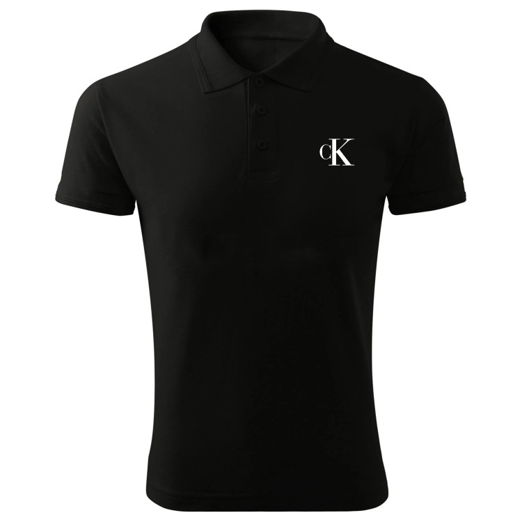 پولوشرت آستین کوتاه مردانه مشکی طرح CK مدل D5565 جنس جودون سایز L XL 2XL