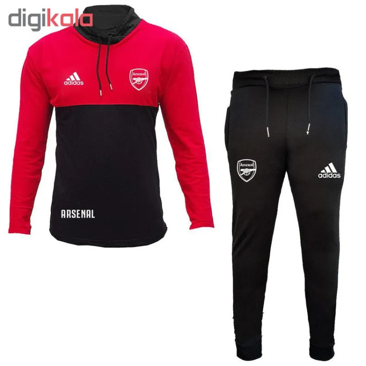 ست تیشرت آستین بلند مردانه و شلوار طرح آرسنال مدل v5757 جنس جودون و نخی