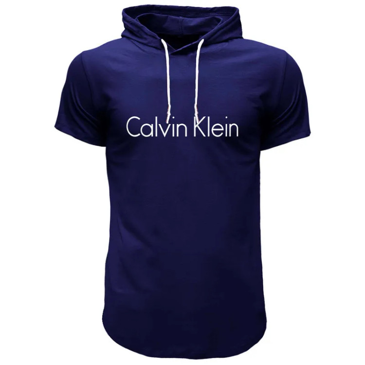 تیشرت کلاه دار مردانه مدل 00416125 سرمه ای نخ آستین کوتاه اسپرت