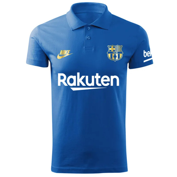 پولوشرت ورزشی مردانه طرح بارسلونا کد Ba1022 رنگ مشکی نخ آستین کوتاه