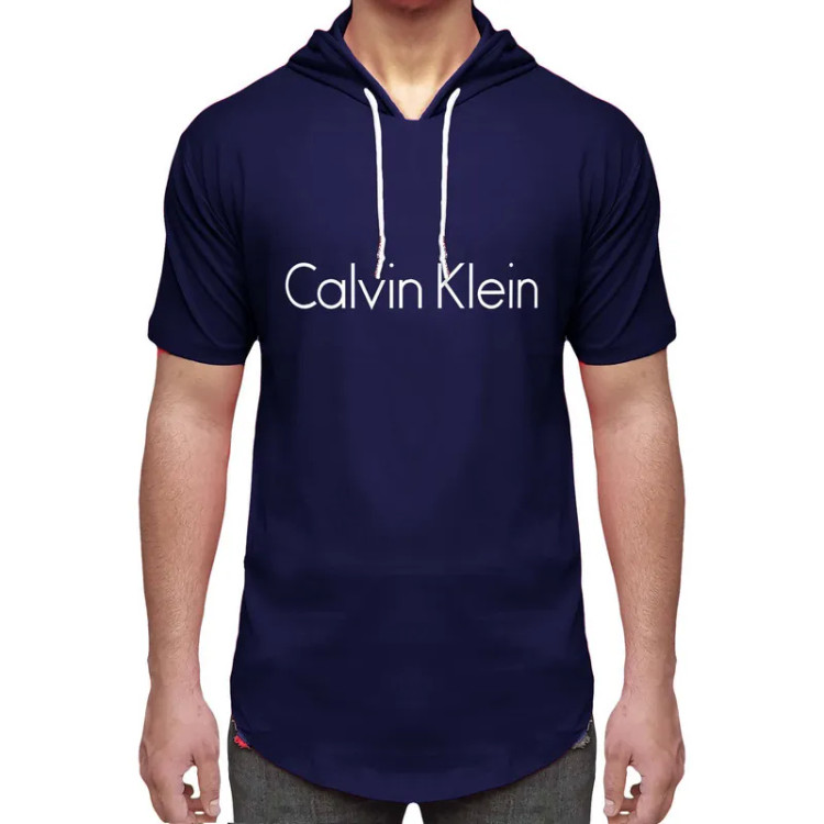 تیشرت کلاه دار مردانه مدل 00416125 سرمه ای نخ آستین کوتاه اسپرت