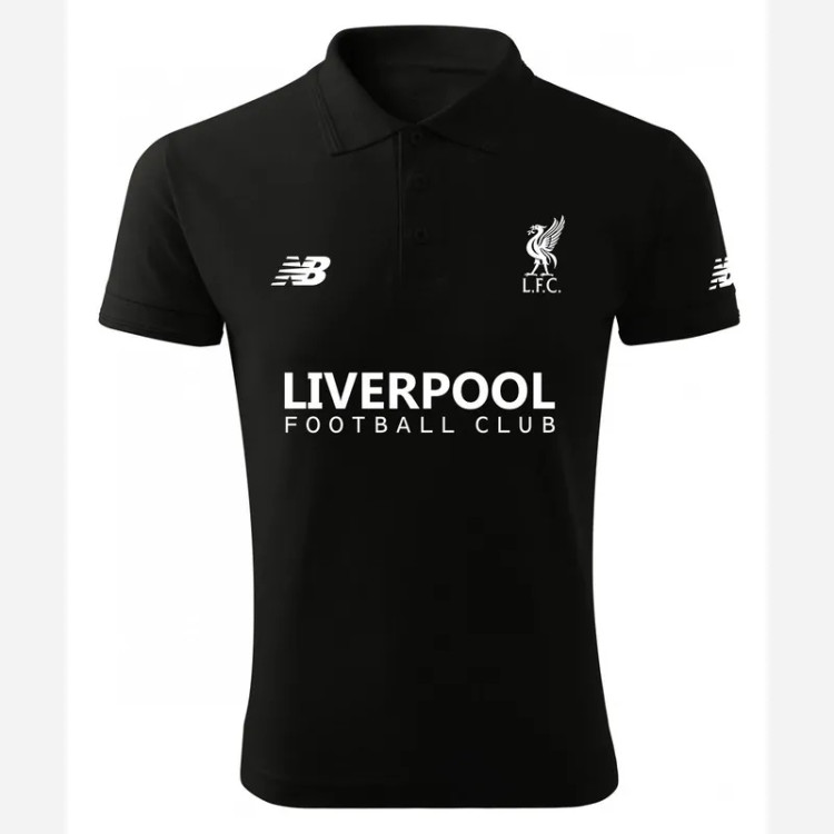 پولوشرت مردانه طرح لیورپول مشکی آستین کوتاه یقه برگردان جودون روزمره ایران