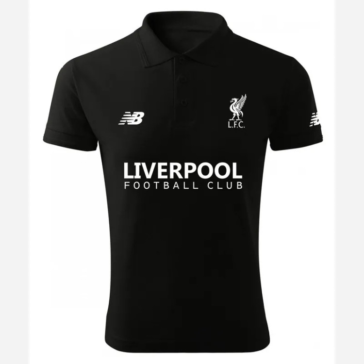 پولوشرت مردانه طرح لیورپول مشکی آستین کوتاه یقه برگردان جودون روزمره ایران