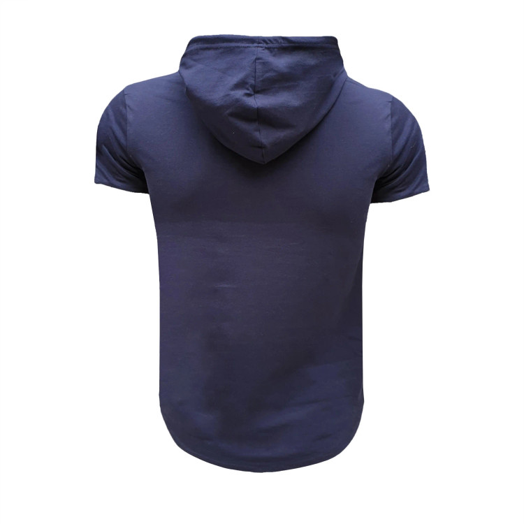 تی شرت آستین کوتاه کلاه دار مردانه سورمه ای طرح dream سایز L XL XXL