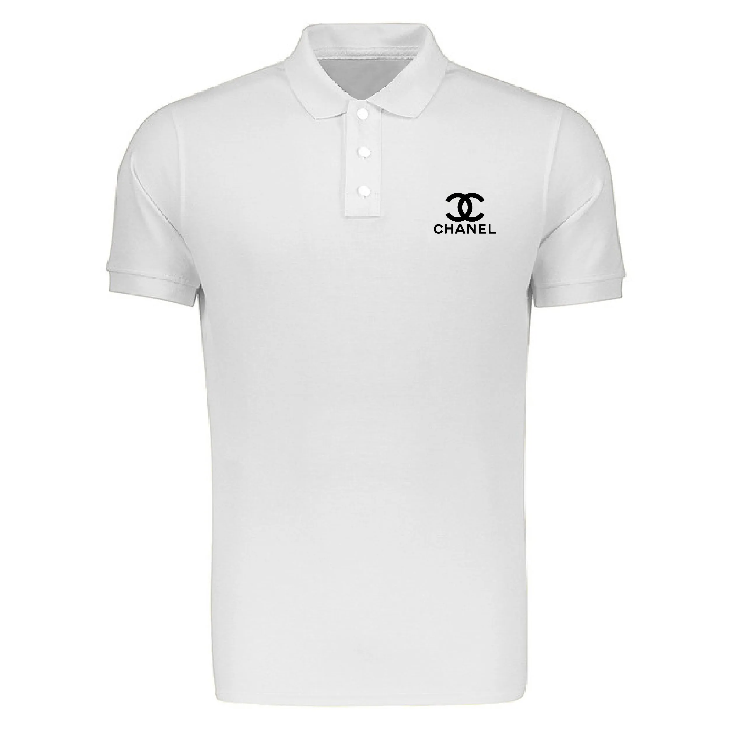 پولوشرت آستین کوتاه مردانه مشکی طرح Chanel مدل K9797 جنس جودون اعلا سایز L XL 2XL