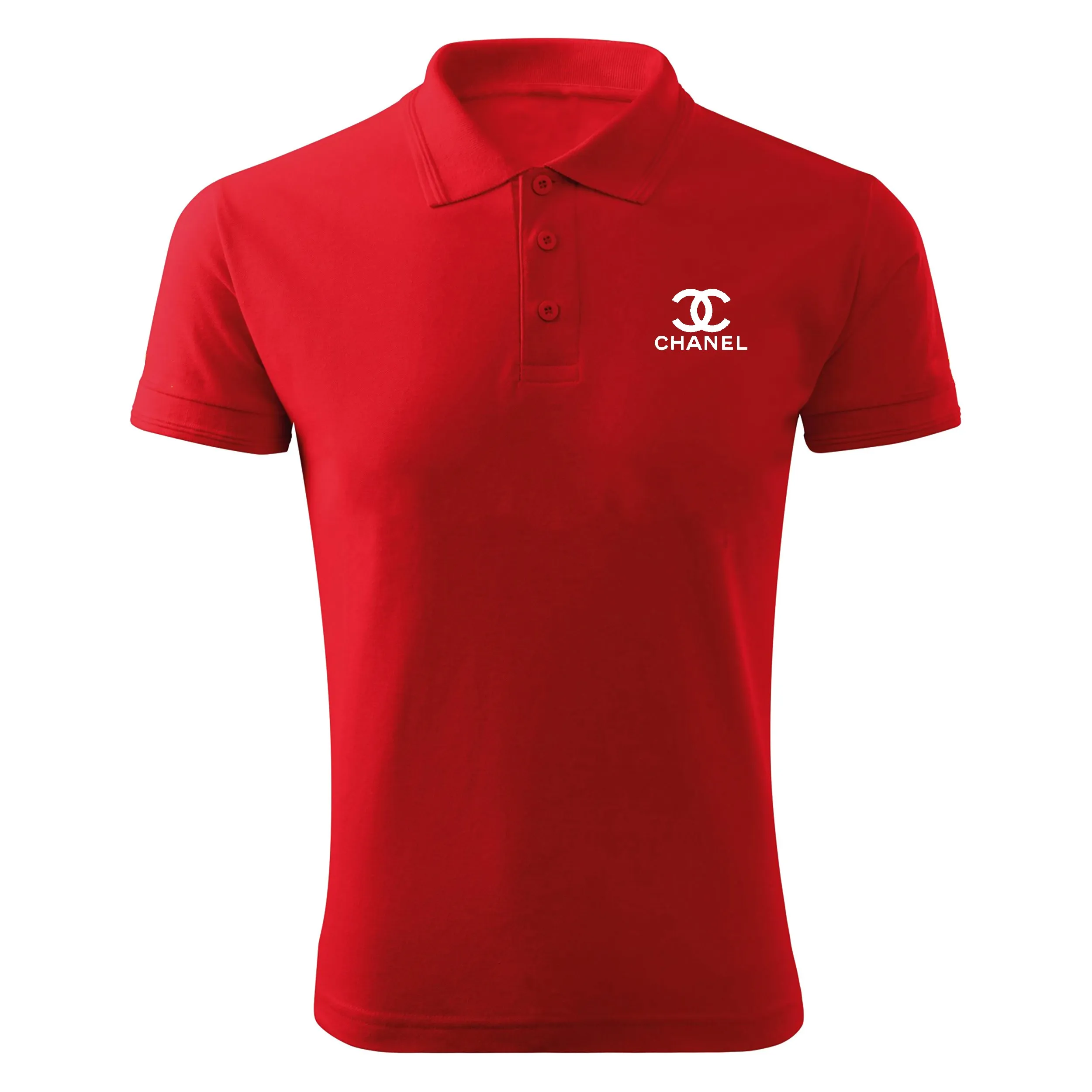 پولوشرت آستین کوتاه مردانه مشکی طرح Chanel مدل K9797 جنس جودون اعلا سایز L XL 2XL