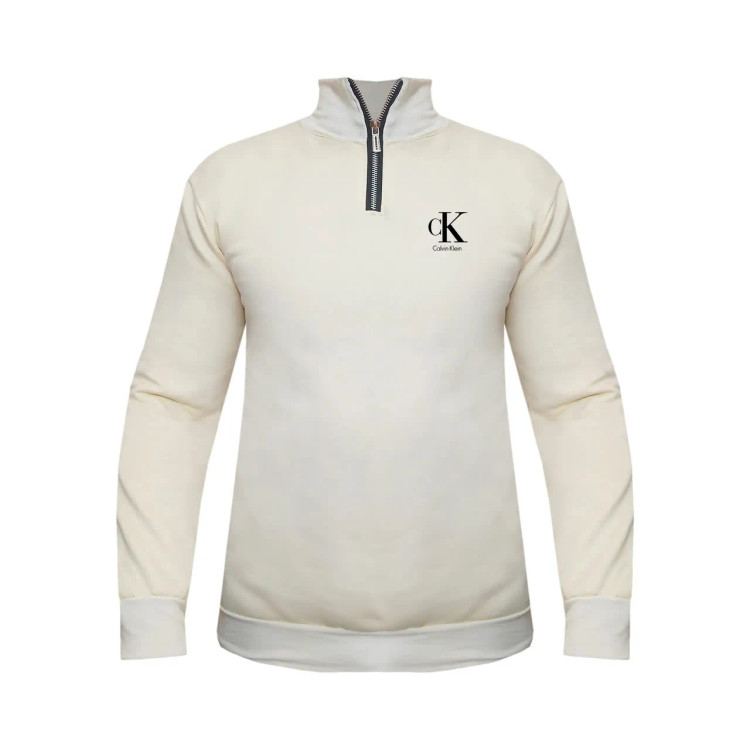 هودی نیم زیپ مردانه طرح CK مدل T965R کرم سایز L XL 2XL