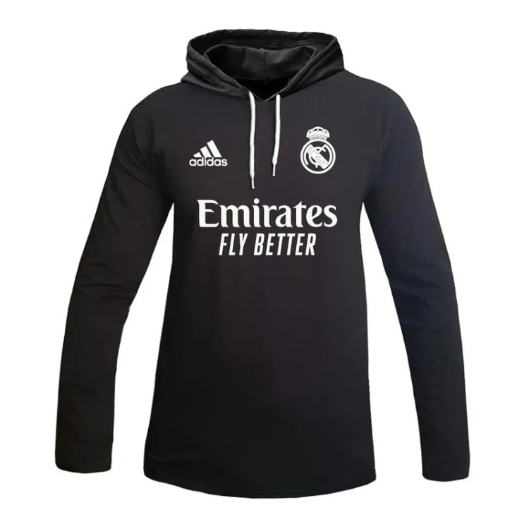 تیشرت آستین بلند کلاهدار مردانه طرح رئال مدل e3457 نخ اعلا مشکی و سفید