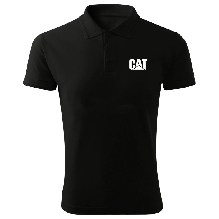 پولوشرت مردانه آستین کوتاه طرح Cat مدل D464Z مشکی جودون سایز L XL 2XL