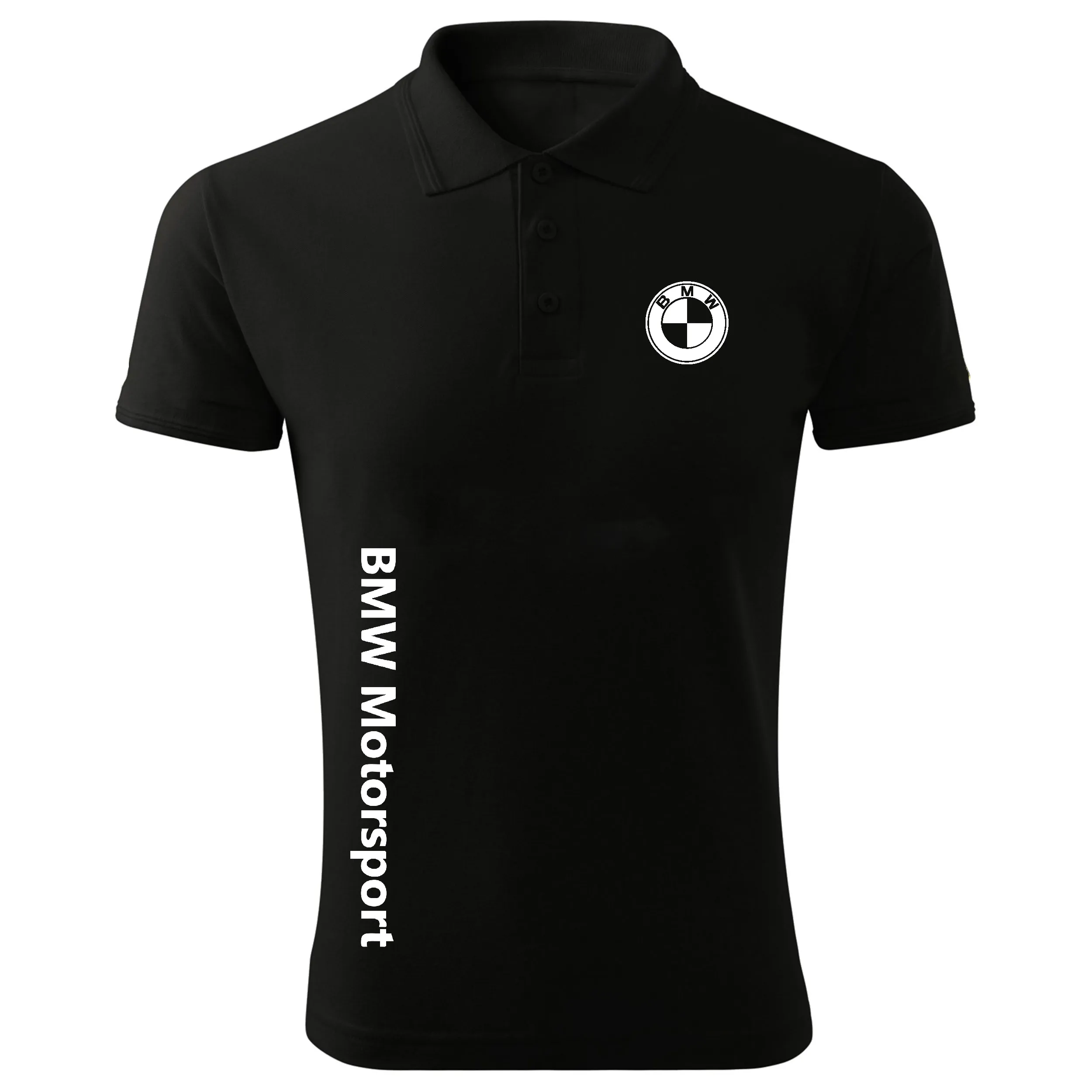 پولوشرت مردانه آستین کوتاه مشکی طرح BMW جنس جودون سایز L XL 2XL