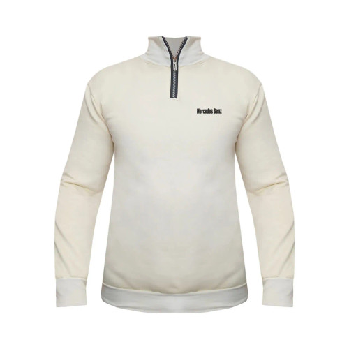 هودی نیم زیپ مردانه دورس اسپان داخل کرک طرح benz مدل d7554 کرم سایز L XL 2XL