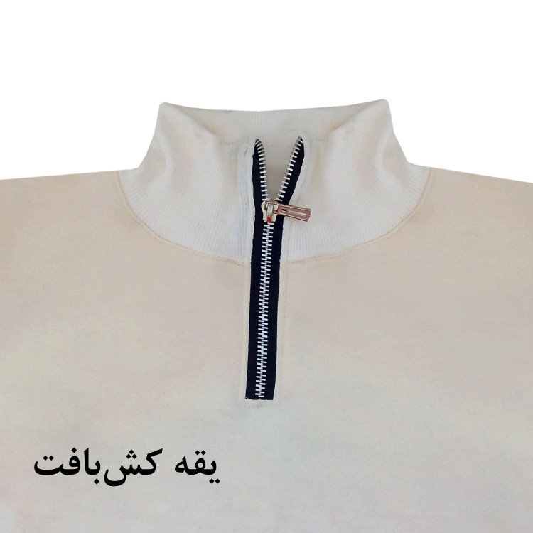 هودی نیم زیپ مردانه طرح نایک مدل T7564 کرم دورس اسپان داخل کرک