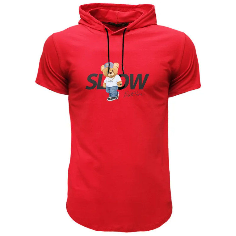 تی شرت کلاه دار آستین کوتاه مردانه نخی اسپرت روزمره مدل 14020825b