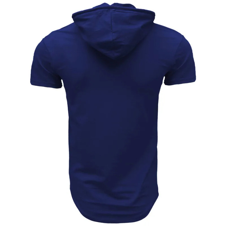 تیشرت کلاه دار مردانه طرح پاریس مدل 906291 سرمه ای نخ آستین کوتاه اسپرت روزمره