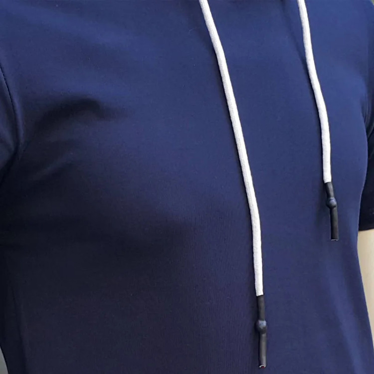 تیشرت کلاه دار مردانه طرح پاریس مدل 906291 سرمه ای نخ آستین کوتاه اسپرت روزمره