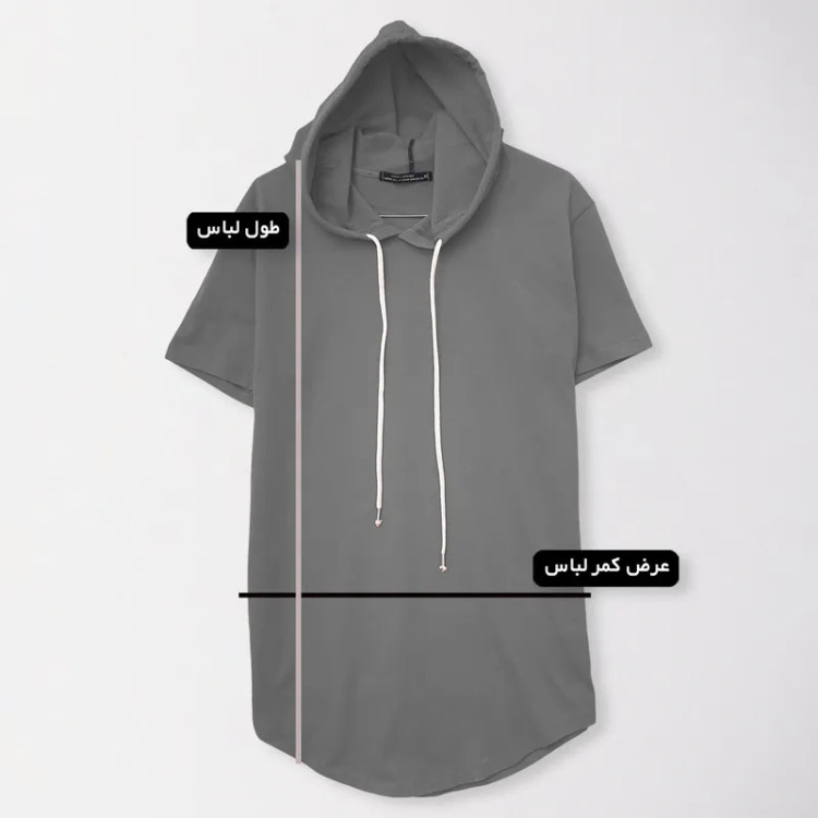 تیشرت کلاه دار مردانه مدل 001051 سرمه ای نخ یقه گرد آستین کوتاه ساده