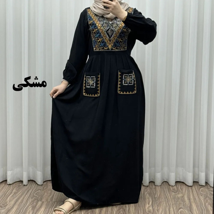 پیراهن ساحلی دوجیب شارلوت گلدوزی شده