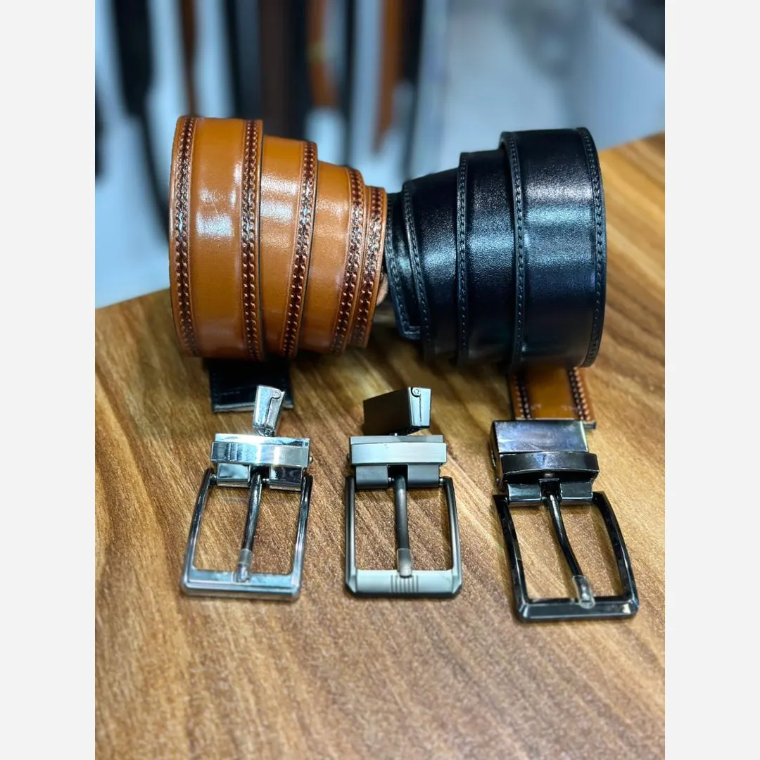 کمربند چرم طبیعی سه لایه چرخشی دو رو مشکی عسلی قواره دار 120-130 سانت ضمانت اصالت