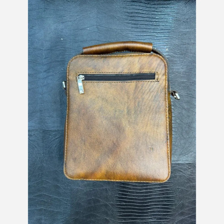 کیف اسپرت تمام چرم گاوی مشکی و عسلی دانشجویی
