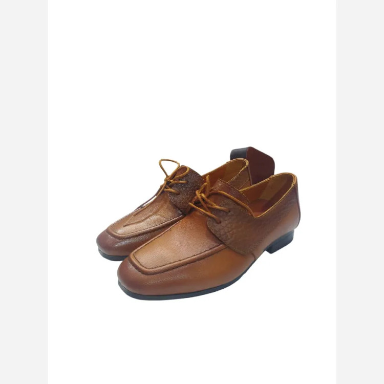 کالج چرم طبیعی زنانه مدل بندی مشکی عسلی سایز 37 تا 40