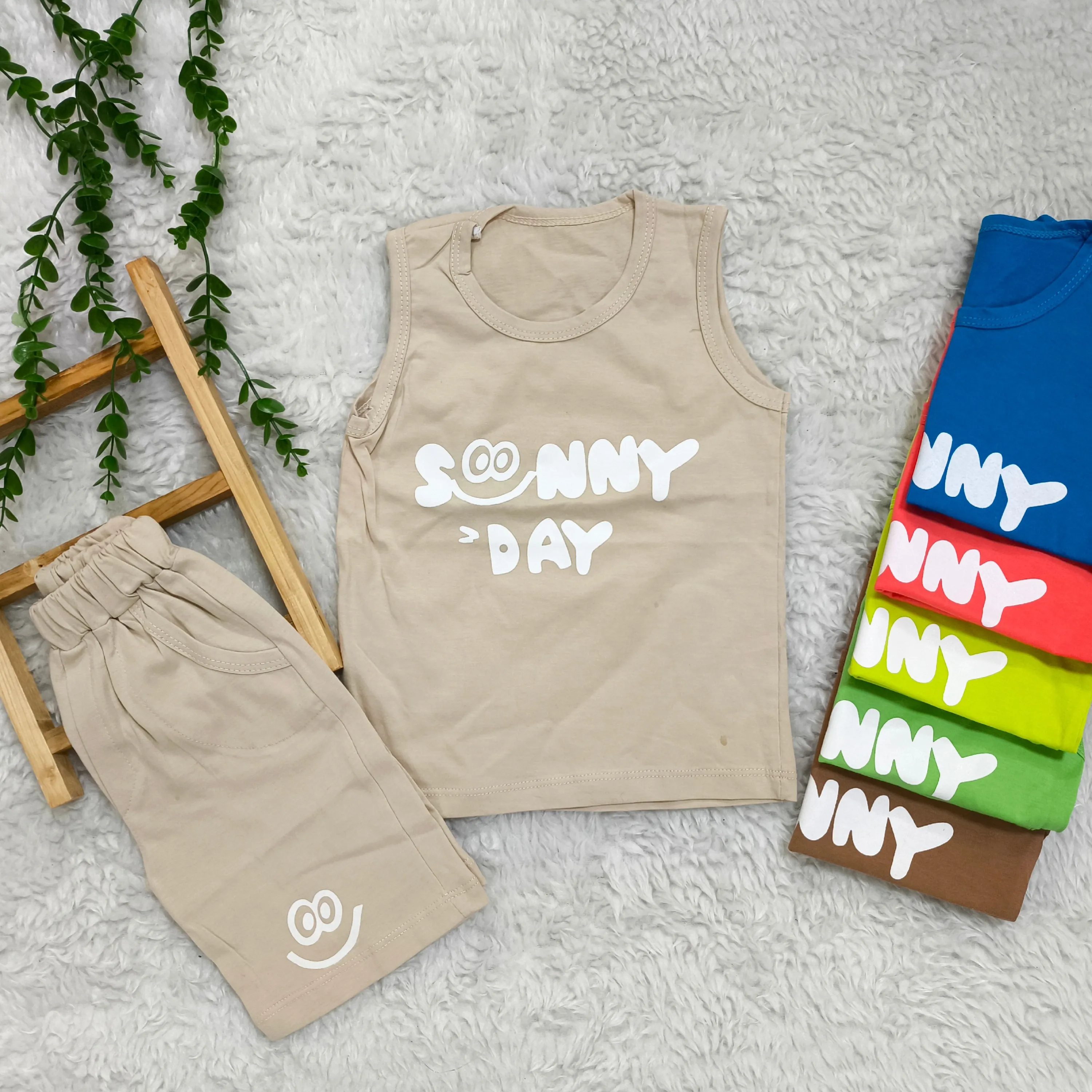 تیشرت شلوارک پسرانه sunny day ست عیدانه پنبه سوپر دو تا چهار سال