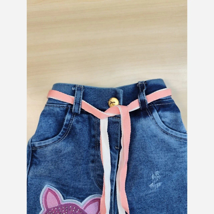 ست تاپ و شلوارک جین دخترانه 8عددی