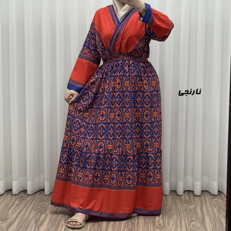 پیراهن فلور بوگاتی چپ و راستی مدل جاجیم کد 1843