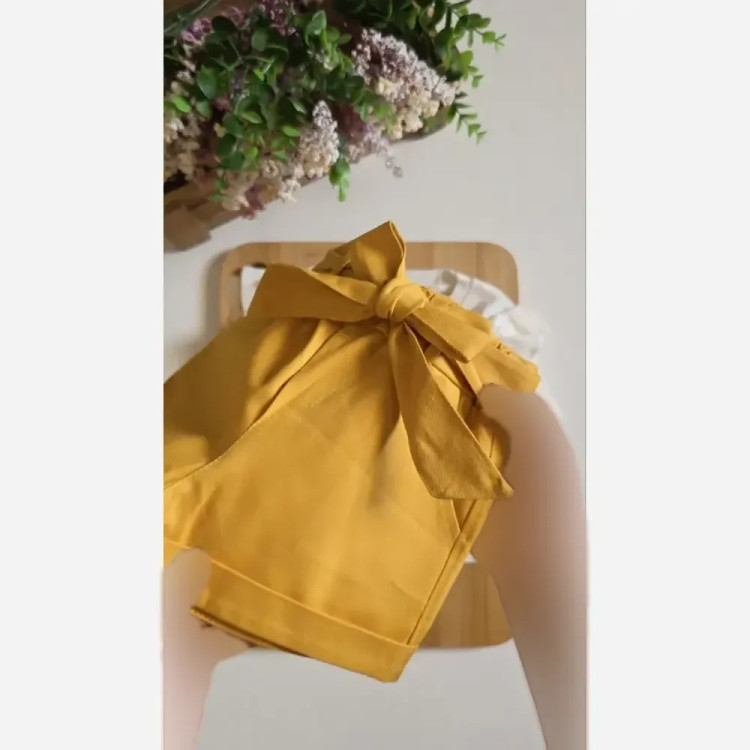 ست کراپ و شورتک دخترانه نخی پنبه ای مناسب 1 تا 5 سال