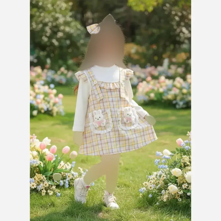 پیراهن دخترانه سارافونی مدل خرگوشی وارداتی مناسب 0 تا 4 سال