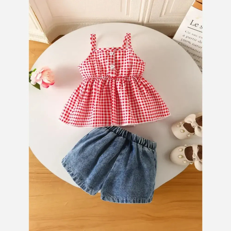 ست تاپ و شورت دخترانه وارداتی مناسب 6 ماه تا 4 سال