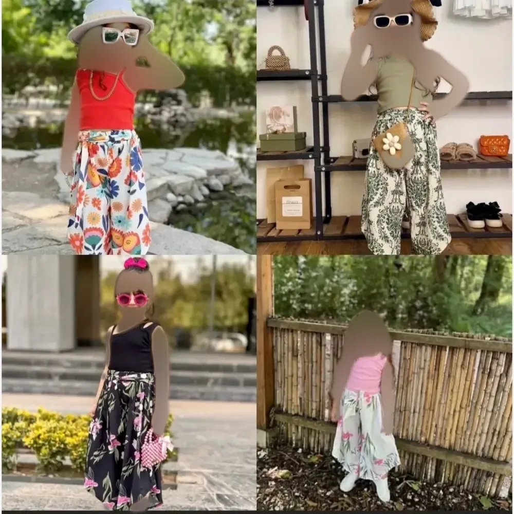 تاپ و شلوارک دخترانه کراپ کبریتی و بوگاتی سایز 1 تا 8 مناسب 2 تا 11 سال