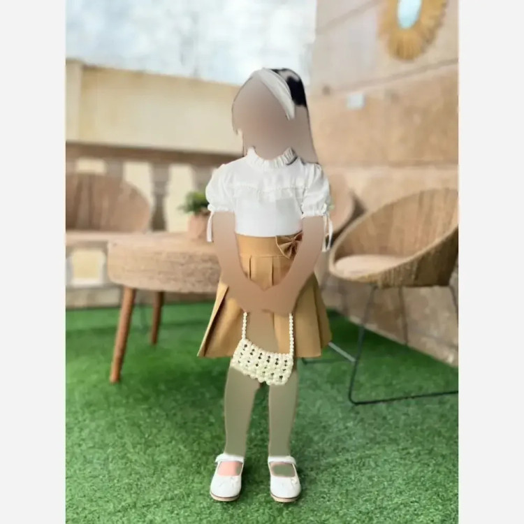 ست شومیز و دامن دخترانه مرواریدی جنس سوپر سافت و مازراتی سایز 40 تا 55