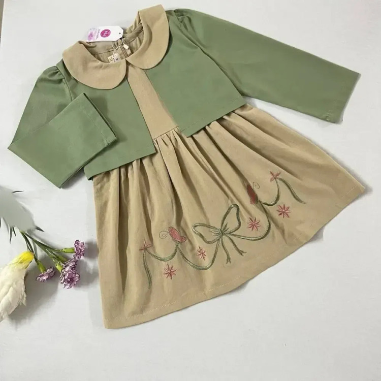 کت و سارافون دخترانه گلدوزی شده مناسب 3 تا 7 سال با طراحی خاص و دوخت تمیز