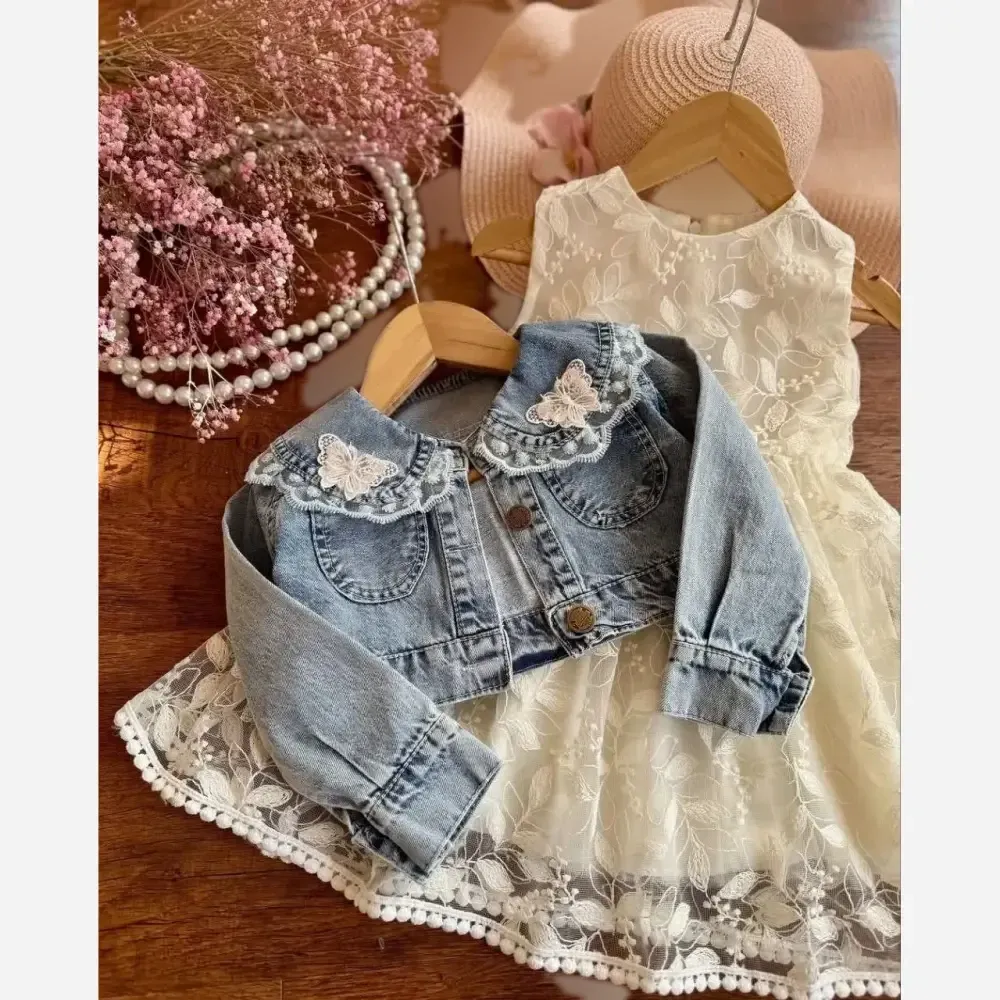 ست کت و سارافون دخترانه مجلسی آستردار مناسب 1.5 تا 7 سال