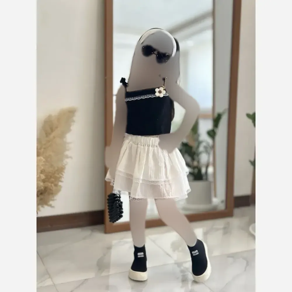 ست تاپ و دامن دخترانه جنس نخ پنبه و کراش مناسب 2 تا 7 سال