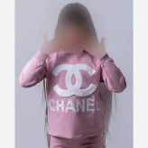 ست بلوز و شلوار راحتی دخترانه کراپ نگین کاری شده جنس نخ پنبه دورس لاکرا دار سایز 50 تا 65
